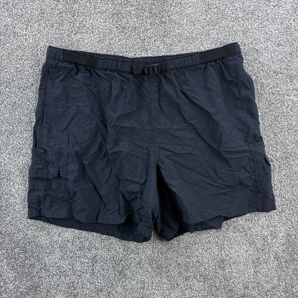 Vintage Columbia Cargo Shorts Women's XL Black Nylon Hiking Outdoor Belted River